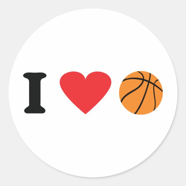 I Liebe Basketballsymbol Runder Aufkleber (Vorderseite)
