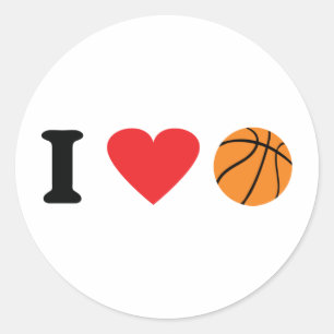 I Liebe Basketballsymbol Runder Aufkleber