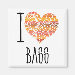 I Liebe Bass Orange Mandala Herz Magnet