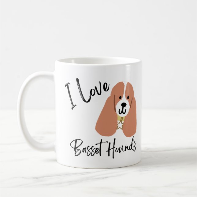 I Liebe Basset Hounds Kaffeetasse (Links)
