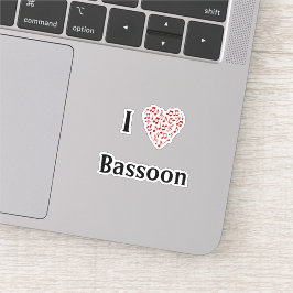 I Liebe Bassoon Rotes Herz Musiknoten Vinyl Aufkleber