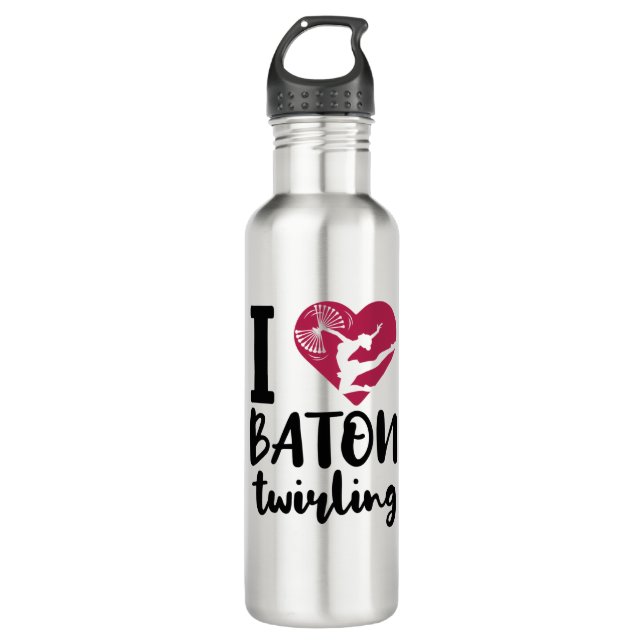 I Liebe Baton Twirling Edelstahlflasche (Vorderseite)