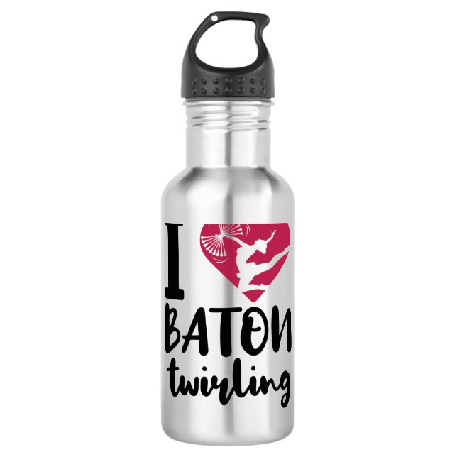 I Liebe Baton Twirling Edelstahlflasche (Vorderseite)