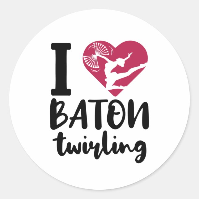 I Liebe Baton Twirling Runder Aufkleber (Vorderseite)