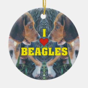 I Liebe-Beagle-Beagle-Welpen Keramik Ornament