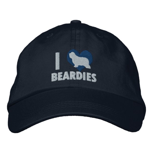 I Liebe Beardies bestickt Hat (blau) Bestickte Kappe (Vorderseite)
