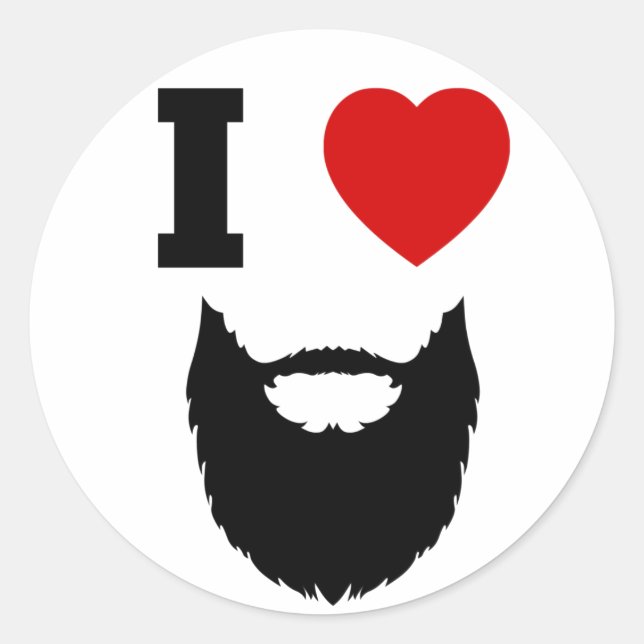 I Liebe Beards Runder Aufkleber (Vorderseite)