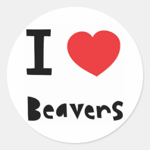 I Liebe Beavers Runder Aufkleber