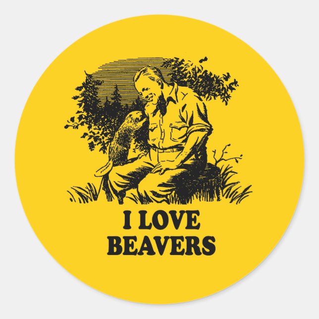I Liebe Beavers Runder Aufkleber (Vorderseite)