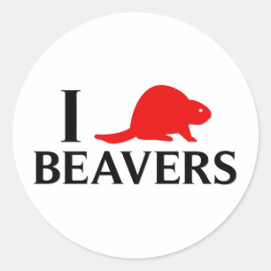 I Liebe Beavers Runder Aufkleber