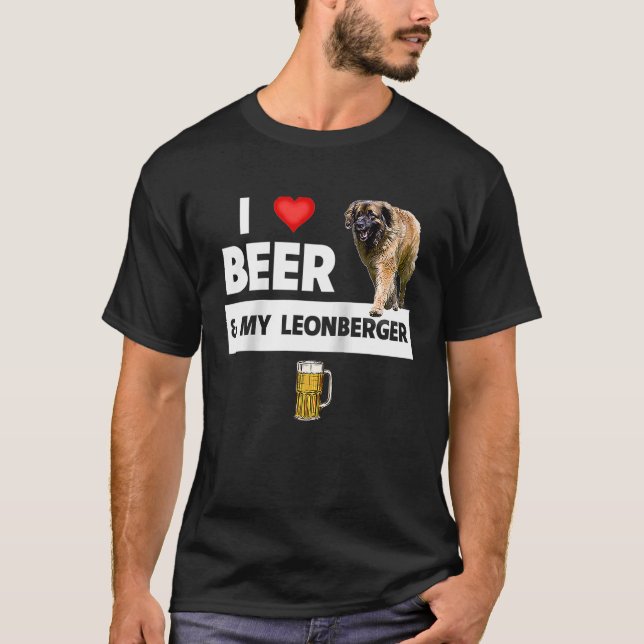 I Liebe Beer and My Leonberger German Dog Mama Vat T-Shirt (Vorderseite)