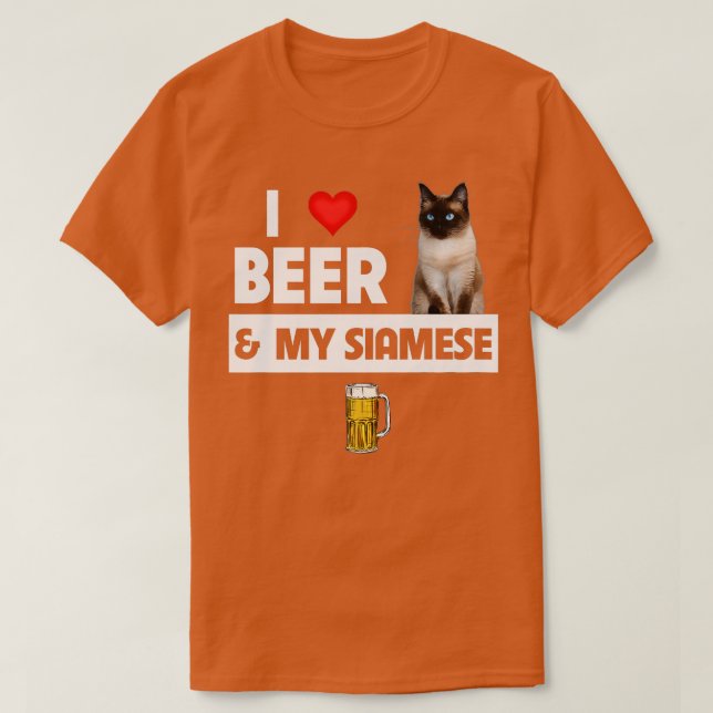 I Liebe Beer and My Siamese Cat Lover Kitten Drink T-Shirt (Design vorne)