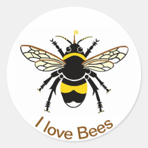 I Liebe BEES - Gelb & Schwarz - Natur - Wildtiere Runder Aufkleber