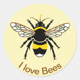 I Liebe BEES - Wildtiere - Natur - Gelb Runder Aufkleber
