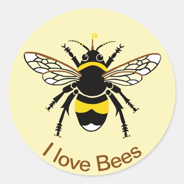 I Liebe BEES - Wildtiere - Natur - Gelb Runder Aufkleber (Vorderseite)