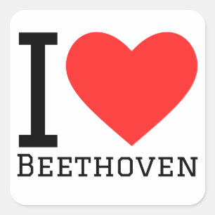 I Liebe Beethoven Quadratischer Aufkleber