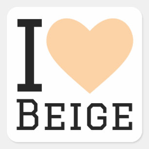 I Liebe beige Quadratischer Aufkleber
