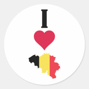 I Liebe Belgium Vertikal I Herzenlandkarte Runder Aufkleber