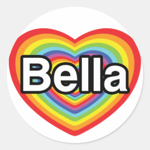 I Liebe Bella: Regenbogenherz Runder Aufkleber