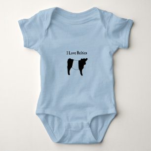 I Liebe Belties - Schwarz-weiße umgeschnallte Baby Strampler