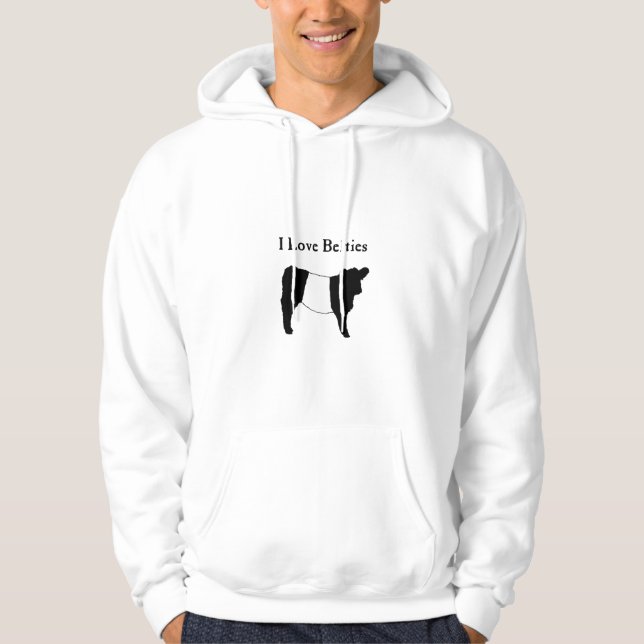 I Liebe Belties - Schwarz-weiße umgeschnallte Hoodie (Vorderseite)