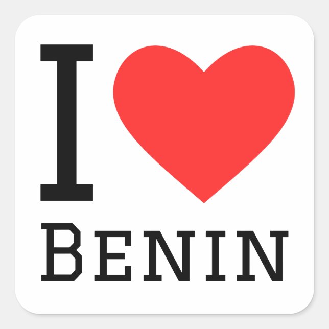 I Liebe benin Quadratischer Aufkleber (Vorderseite)