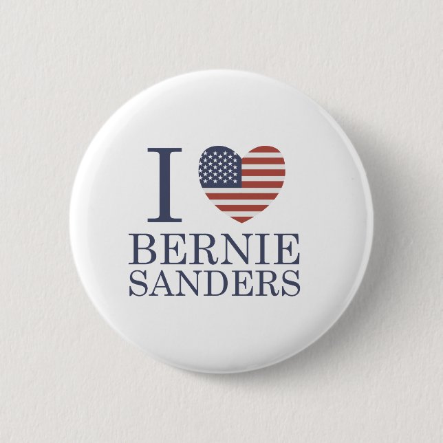 I Liebe Bernie Sanders Button (Vorderseite)