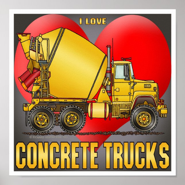 I Liebe Beton Trucks Plakat drucken (Vorne)