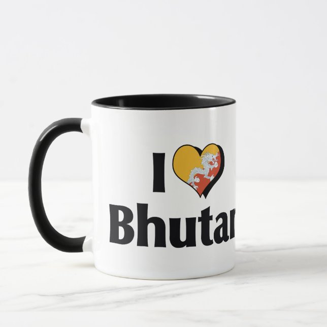 I Liebe Bhutan Flag Tasse (Links)