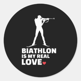 I Liebe Biathlon Stylish Biathlon Silhouette Runder Aufkleber