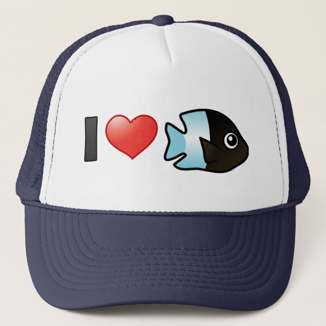 I Liebe Bicolor Damselfish Truckerkappe (Vorderseite)
