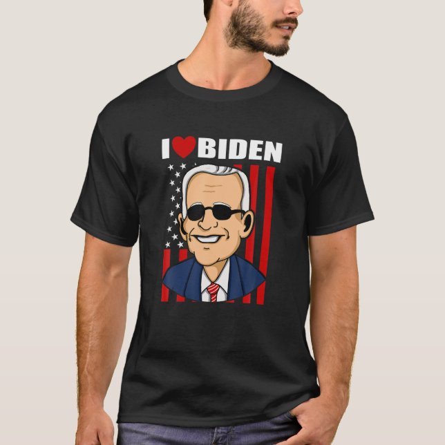 I Liebe Biden Heart Pro Präsident Joe Biden Amerik T-Shirt (Vorderseite)