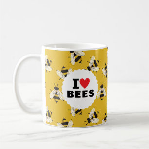 I Liebe Bienen Gemustert gelb Kaffeetasse