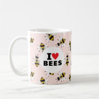 I Liebe Bienen Gemustert Pellrosa Kaffee Tasse