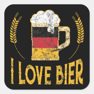 I Liebe Bier Deutscher Flaggenbär Lover Oktoberfes Quadratischer Aufkleber