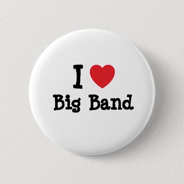 I Liebe Big Band-Herzstück personalisiert Button (Vorderseite)