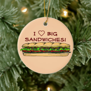 I Liebe Big Sandwiches Hoagie Keramik Ornament