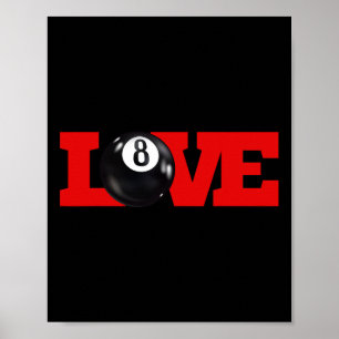 I Liebe Billard 8 Ball Pool Player Carom Englisch Poster