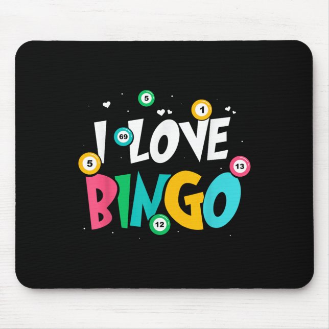 I Liebe Bingo Game Lover Player Spaß Mousepad (Vorne)