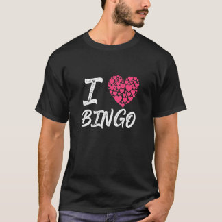 I Liebe Bingo Heart Game Player Gambling T-Shirt