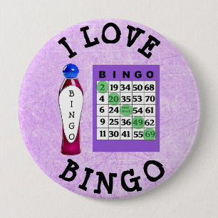 I Liebe BINGO Lila Cards Schaltfläche Button