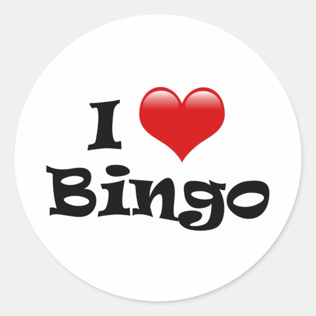 I Liebe Bingo Runder Aufkleber (Vorderseite)