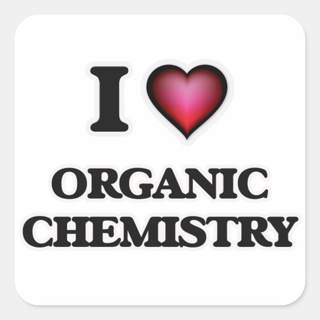 I Liebe Bio Chemie Quadratischer Aufkleber (Vorderseite)