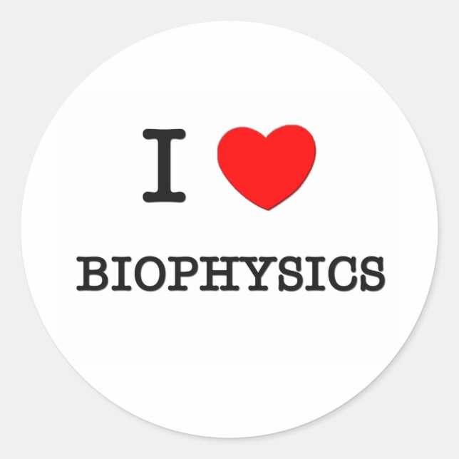 I LIEBE BIOPHYSIK RUNDER AUFKLEBER (Vorderseite)