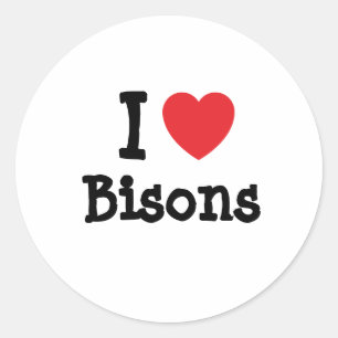 I Liebe Bisons Herzstück personalisiert Runder Aufkleber