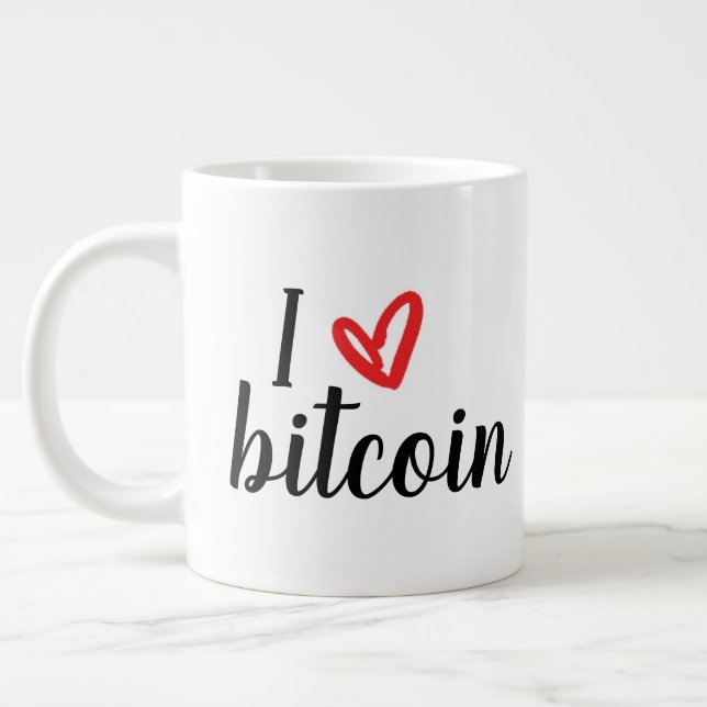 I Liebe Bitcoin Jumbo-Tasse (Links)