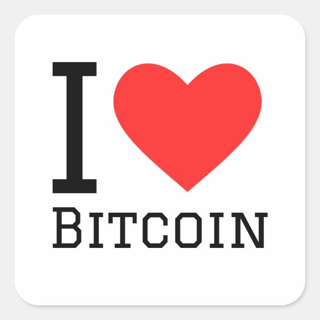 I Liebe Bitcoin Quadratischer Aufkleber (Vorderseite)