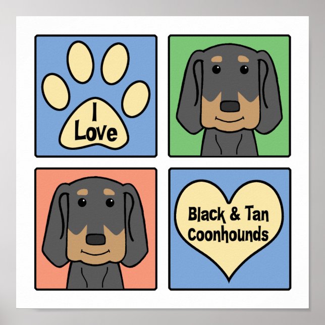 I Liebe Black and Tan Coonhounds Poster (Vorne)