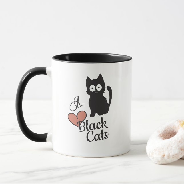 I Liebe Black Cats Tasse (Mit Donut)