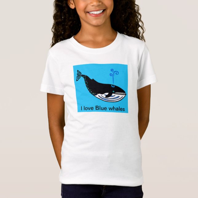 I Liebe BLAUE WHALES - Meeresfauna - Ozeanblau T-Shirt (Vorderseite)